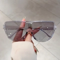 Fashionable oversized aviator sunglasses with transparent frames and light grey lenses - Translucent Grey Frame Grey Lens