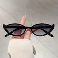 Fashionable cat-eye sunglasses with glossy black frames and dark grey gradient lenses - Black Frame Gradient Gray Lens