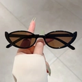 Retro cat-eye sunglasses with thick black frames and translucent brown lenses - Black Frame Tea Lens