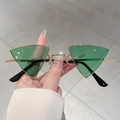 Lunettes de soleil triangles avec verres vert émeraude et monture fine en métal doré punk - Monture Or Vert