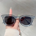 Gafas de sol retro con montura gris transparente y remaches de plata decorativos - Montura gris translúcida Lente gris