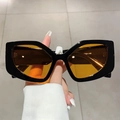 Gafas de sol rectangulares ojo de gato con montura negra y lentes naranjas - Montura Negra Lentes Amarillas