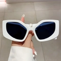 Chic cat eye sunglasses with thick white frame and dark lenses for a modern street look - White Frame Dark Grey Lens