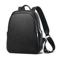 Black PU leather business backpack with litchi texture and breathable mesh straps - Black