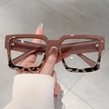 Montatura occhiali quadrata bicolore marrone e tartarugata per donna elegante - Sopra Caffè Sotto Tartarugato Montatura Lente Trasparente