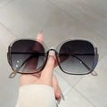 Chic square metal sunglasses with grey gradient lenses and clear stylish frames - Transparent Grey Frame Gunmetal Temple Gradient Grey Lens
