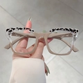 Gafas cat eye anti luz azul de moda con montura de leopardo y color té con leche - Empalme de Leopardo Caqui