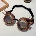 Vintage Bronze Steampunk Brille mit Metallstacheln und verstellbarem Band für Cosplay - Antikbronze Mit Spikes