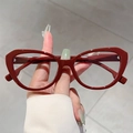 Retro cat-eye blue light blocking glasses in deep burgundy red with clear lenses - Wine Red Frame Clear Lens