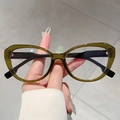 Vintage olijfgroene cat-eye blauwlichtbril met stijlvolle zwarte brilpoten - Transparant Groen Frame Heldere Glazen