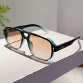 Gafas de sol aviador degradadas con doble puente y remaches plateados en base blanca - Marco Verde Degradado Lentes Rosas Degradadas