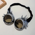 Retro-Steampunk-Brille mit silbernen Stacheln und schwarzem Kopfband für Cosplay - Antiksilber Mit Spikes
