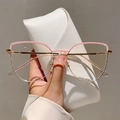 Occhiali anti luce blu cat-eye retrò con montatura in metallo oro e rosa da donna - Montatura Oro Rosa (Lente Trasparente)