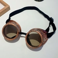 Vintage Steampunk Cosplay Brille mit Bronze Finish und verstellbarem schwarzen Gummiband - Bronze