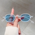 Vintage small round tortoise shell sunglasses with trendy light blue lenses and frosted white frame - Frosted Translucent White Frame Blue Lens