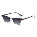 Lunettes de soleil sans monture avec verres dégradés violets et charnière tête de panthère - Monture Noire Verre Gris Dégradé