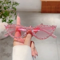 Lunettes de soleil œil-de-chat roses avec monture gelée et strass brillants incrustés - Rose