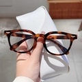 Tortoiseshell round frame blue light glasses with gold wing rivets and leather case - Tea Leopard Print