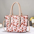 Borsa tote rosa con stampa di ciliegie, doppi manici e tracolla staccabile - Rosa