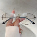 Chic silver metal frame sunglasses with large square transparent lenses and black eartips - Silver Black Frame with Light Silver Lens and Black Tips