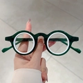 Gafas redondas retro anti luz azul con montura en contraste verde oscuro y blanco - Verde Transparente Marco Blanco Lente Transparente