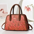 Borsa a tracolla rosso mattone con stampa a ciliegia e dettagli dorati eleganti - Giallo Terra