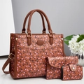 Ensemble de 3 sacs cabas à fleurs de cerisier avec bandoulière réglable - Jaune Terre