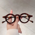 Gafas redondas clásicas de carey con lentes de luz azul y estilo vintage retro - Té Transparente Leopardo Marco Lente Transparente