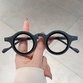 Lunettes rondes épaisses gris foncé rétro avec verres anti-lumière bleue - Cadre Gris Noir Verre Transparent