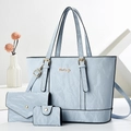 Set borse da donna 3 pezzi azzurro con borsa tote grande, pochette e porta carte - Blu