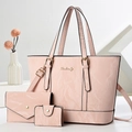 Detailed set of pink marble texture handbag, envelope wallet, and small card holder - Pink