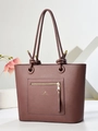 Chic burgundy lychee pattern shoulder bag with rope handles and golden accents - Purple