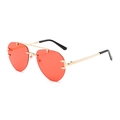 Frameless pilot sunglasses with orange-red lenses and gold metal double bridge frame - Gold Frame Red Lenses
