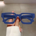 Occhiali quadrati con montatura spessa in blu scuro lucido per un look vintage accademico - Blu Scuro Trasparente / Blu