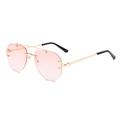 Rahmenlose Doppelbrücken-Sonnenbrille mit rosa Verlaufsgläsern und goldenem Metallgestell - Goldener Rahmen Rosafarbene Verlaufsgläser