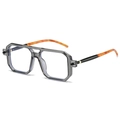 Occhiali quadrati a doppio ponte con montatura grigio trasparente e filtro luce blu - Montatura Grigio Trasparente Lenti Trasparenti Aste Tartarugate