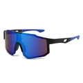 Gafas de sol para ciclismo con lentes azules polarizadas y montura aerodinámica - Montura Negra Espejo Azul Patillas Azules