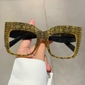 Lunettes œil-de-chat carrées motif écaille jaune avec verres anti-lumière bleue - Monture Motif Jaune Verre Transparent