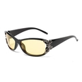 Modische Schmetterlings-Sonnenbrille mit schwarzem Rahmen und gelben Gläsern für Damen - Schwarzer Rahmen Gelbe Gläser Gunmetal Schmetterling