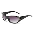 Mode-Sonnenbrille mit schwarzem Rahmen, lila Verlaufsgläsern und Schmetterlingsdekor - Schwarzer Rahmen Grau-Violetter Verlaufsschliff