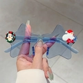 Lunettes de Noël avec verres papillon bleus et décorations de Père Noël et ours polaire - Bleu