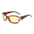Fashion butterfly sunglasses with dark tortoiseshell frame and yellow lenses - Leopard Frame Yellow Lens