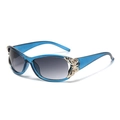 Blue translucent butterfly sunglasses for women with elegant gradient gray lenses - Transparent Blue Frame / Gradient Grey Lenses