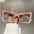 Irregular cat-eye anti-blue light glasses with pink and white two-tone frame design - Pink White Coffee Frame Coffee Leg