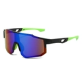 Gafas de sol deportivas polarizadas azules con montura negra y patillas verde neón - Montura Negra Espejo Verde Patillas Verdes