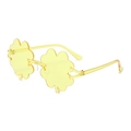 Frameless yellow four-leaf clover shaped sunglasses with transparent candy color finish - Yellow