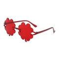Fashionable rimless four-leaf clover shaped sunglasses in transparent red resin - Red