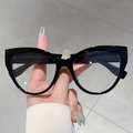Occhiali da vista neri a gatto con montatura grande in stile retrò elegante da donna chic - Montatura Nera Lente Trasparente Asta Nera