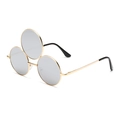 Occhiali da sole punk hip hop con tre lenti rotonde e sottile montatura in metallo dorato - Montatura Oro Lente Specchiata Bianca