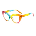 Montatura per occhiali cat eye arcobaleno sfumato con design trasparente moderno - Colorato